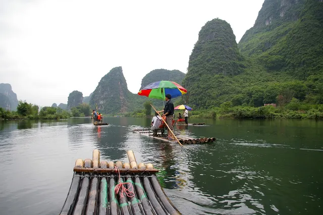 Yulong River Bamboo Rafting in Guilin